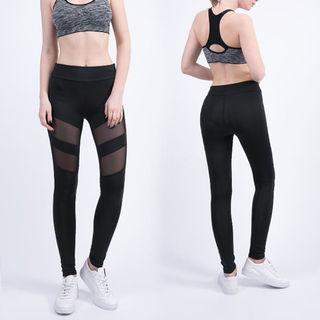 Mesh Sheer-panel Yoga Pants