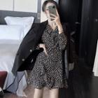 Cuffed Blazer / Long-sleeve Dotted Mini Dress