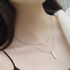 Alloy Hoop & Bar Pendant Layered Necklace