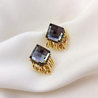 Faux Crystal Square Alloy Hoop Earring As Shown In Figure - One Size