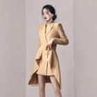 Long-sleeve Ruffle Collared Sheath Dress
