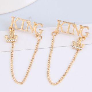 Alloy Lettering Chained Earring 1 Pair - Gold - One Size
