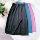 Front-slit High Waist A-line Skirt