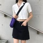 Plain Cropped Shirt / High-waist Plain Skirt