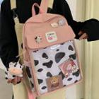 Cow Pattern Panel Nylon Backpack