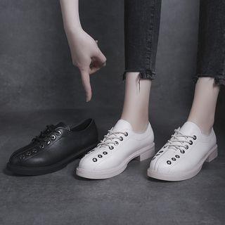Faux Leather Extra Shoelace Hole Sneakers