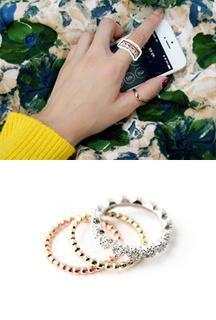 Set Of 3: Rhinestone Ring