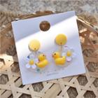 Duck Flower Acrylic Dangle Earring 1 Pair - Yellow & White - One Size