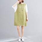 Panel Color Block Hooded Short-sleeve Sweatshirt Skirt