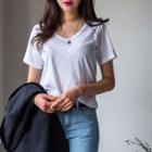 Colored Round-neck Short-sleeve T-shirt
