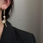 Knot Alloy Faux Pearl Dangle Earring 1 Pair - Gold - One Size