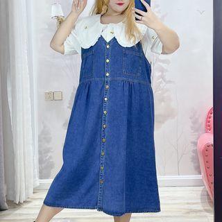 Sleeveless Denim Button-up Overall Dress (various Designs)