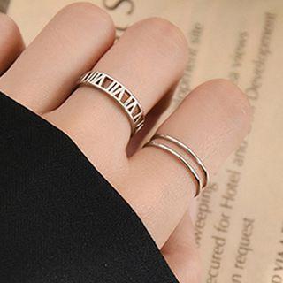 Roman Numerals Open Ring Silver - One Size