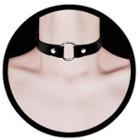 Faux Leather Buckle Choker Ring Cut-out - Black - One Size