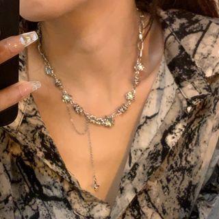 Moonstone Stainless Steel Necklace Xl1791 - Silver - One Size