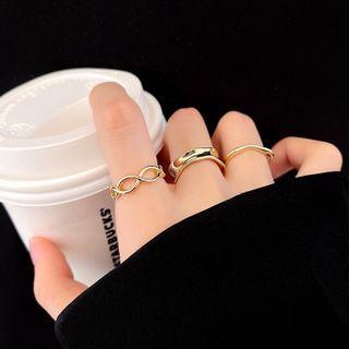 Set Of 3: Alloy Ring (various Designs) Set Of 3 - J485 - Gold - One Size