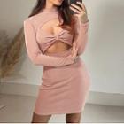 Long-sleeve Cut Out Sheath Mini Dress