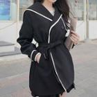 Contrast Trim Single-breasted Trench Jacket