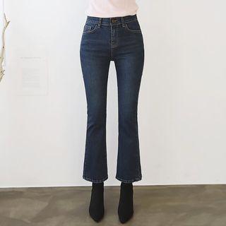 Unwashed Boot-cut Jeans Dark Blue - L