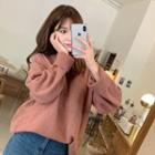 Wool Blend Boxy Sweater Light Pink - One Size