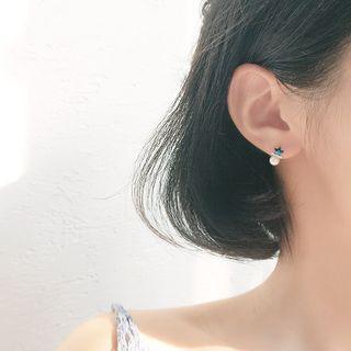 Sterling Silver Single Beaded Star Studs