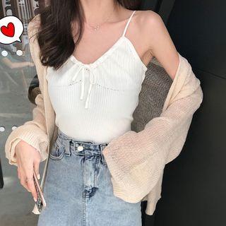 Drawstring Camisole / Open-front Jacket
