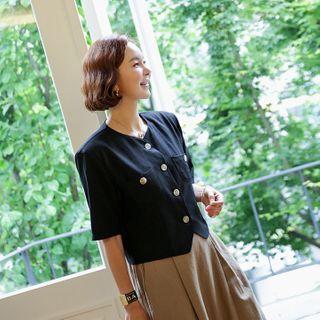Short-sleeve Dual-pocket Cropped Jacket