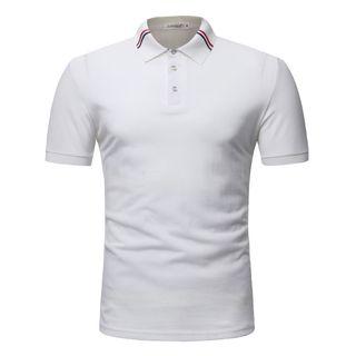 Plaid Trim Short-sleeve Polo Shirt