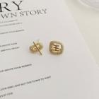 Rhinestone Chinese Characters Asymmetrical Alloy Earring 1 Pair - Gold - One Size
