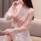 Bell-sleeve Fringed Lace Top