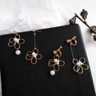 Non-matching Faux Pearl Floral Drop Earring