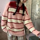 Striped Polo Sweater Pink - One Size