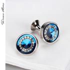 Rhinestone Round Cufflinks