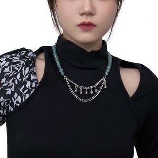 Agate Bead Stainless Steel Necklace