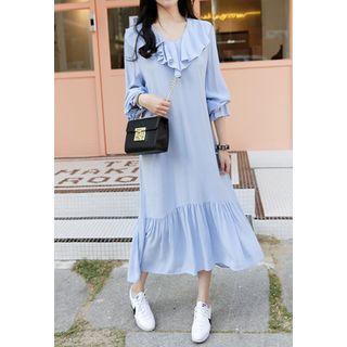 Ruffled Frill-hem Long Dress