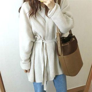 Rib-knit Tie-waist Cardigan