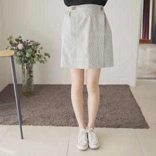 Panel-front Pinstripe Mini Skirt