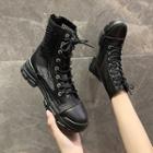 Lace Up Perforated Short Boots