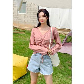 Plunge-neck Drawcord Top