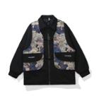 Mock Two-piece Bear Print Panel Jacket