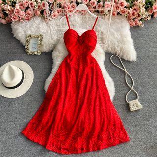 Bandeau Lace Maxi Evening Dress