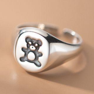 Bear Sterling Silver Open Ring 1 Pc - S925 Silver - Silver - One Size