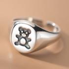 Bear Sterling Silver Open Ring 1 Pc - S925 Silver - Silver - One Size
