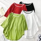 Loose-fit Slited Plain T-shirt