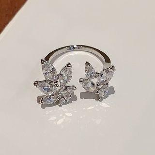 Wings Rhinestone Ring Gold Plating - Silver - One Size