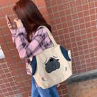 Dog Embroidered Canvas Tote Bag Khaki - One Size