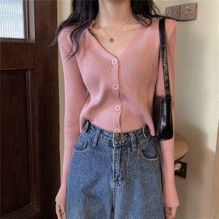 Long-sleeve Buttoned Denim Crop Top
