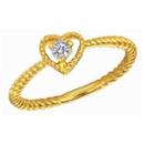 18k Yellow Gold Heart Twisted Band Stackable Engagement Wedding Women Ring