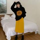 Floral Jacquard Sweater / Midi Shift Skirt