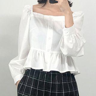 Puff-sleeve Square Neck Blouse